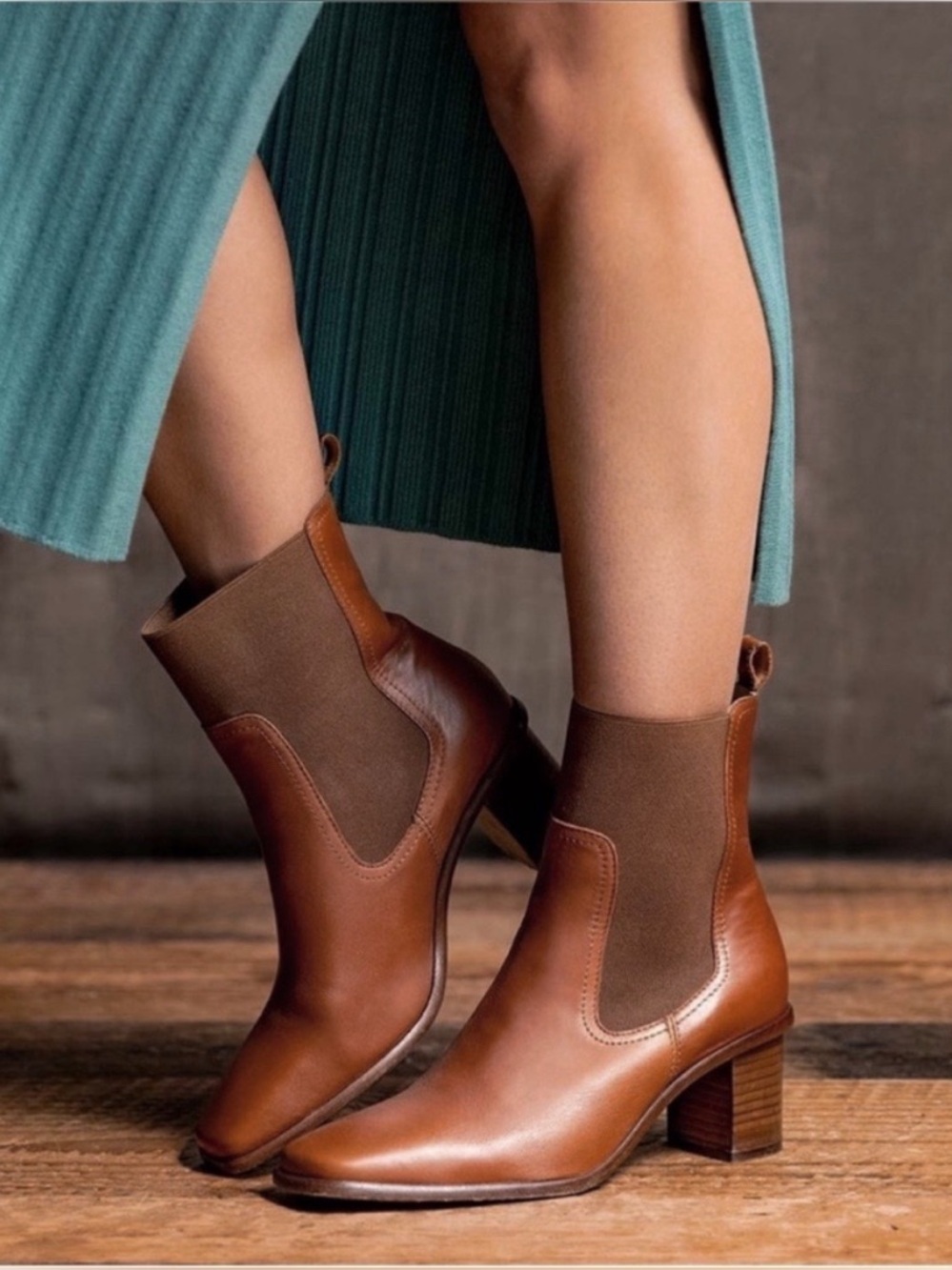 PATINA by Portland Leather Vero Chelsea Ankle Boots Brown Leather 6.5
